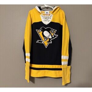 NHL Pittsburgh Penguins Old Time Jersey Style Lacer Pullover Hoodie Youth Medium
